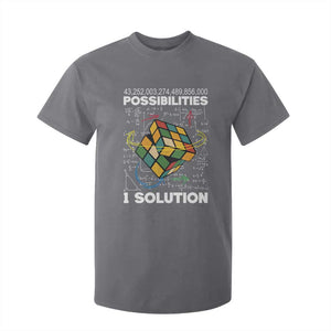 Funny Speed Cubing T Shirt For Kid One Solution Math Puzzle Cube TS14 Charcoal Print Your Wear