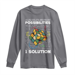 Funny Speed Cubing Long Sleeve Shirt One Solution Math Puzzle Cube TS14 Charcoal Print Your Wear