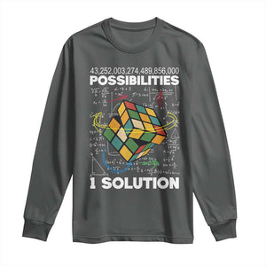 Funny Speed Cubing Long Sleeve Shirt One Solution Math Puzzle Cube TS14 Dark Heather Print Your Wear