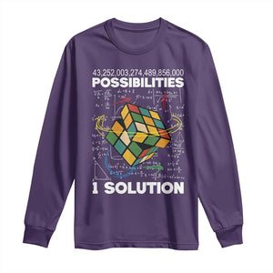 Funny Speed Cubing Long Sleeve Shirt One Solution Math Puzzle Cube TS14 Purple Print Your Wear