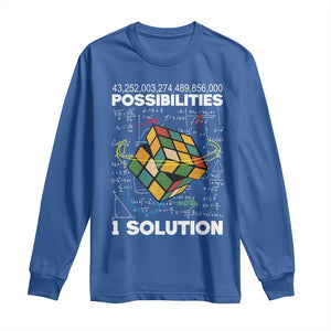 Funny Speed Cubing Long Sleeve Shirt One Solution Math Puzzle Cube TS14 Royal Blue Print Your Wear
