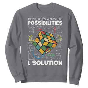Funny Speed Cubing Sweatshirt One Solution Math Puzzle Cube TS14 Charcoal Print Your Wear