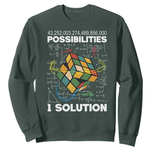 Funny Speed Cubing Sweatshirt One Solution Math Puzzle Cube TS14 Dark Forest Green Print Your Wear