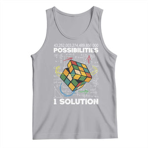 Funny Speed Cubing Tank Top One Solution Math Puzzle Cube TS14 Athletic Heather Print Your Wear