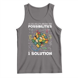 Funny Speed Cubing Tank Top One Solution Math Puzzle Cube TS14 Deep Heather Print Your Wear