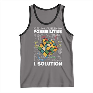Funny Speed Cubing Tank Top One Solution Math Puzzle Cube TS14 Deep Heather Black Print Your Wear