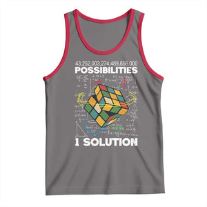 Funny Speed Cubing Tank Top One Solution Math Puzzle Cube TS14 Deep Heather Red Print Your Wear