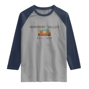 Retro Monument Valley Arizona Sunset Established 1958 Raglan Shirt Southwest Desert Road Trip Eagle Nature Souvenir