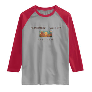 Retro Monument Valley Arizona Sunset Established 1958 Raglan Shirt Southwest Desert Road Trip Eagle Nature Souvenir