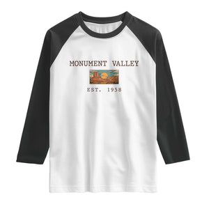 Retro Monument Valley Arizona Sunset Established 1958 Raglan Shirt Southwest Desert Road Trip Eagle Nature Souvenir