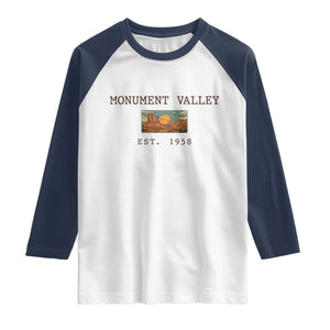 Retro Monument Valley Arizona Sunset Established 1958 Raglan Shirt Southwest Desert Road Trip Eagle Nature Souvenir