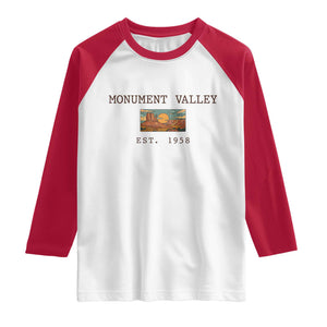 Retro Monument Valley Arizona Sunset Established 1958 Raglan Shirt Southwest Desert Road Trip Eagle Nature Souvenir