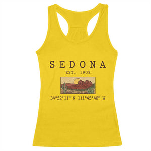 Vintage Sedona Arizona Established 1902 Racerback Tank Top Southwest Desert Cactus Scenic Nature Souvenir