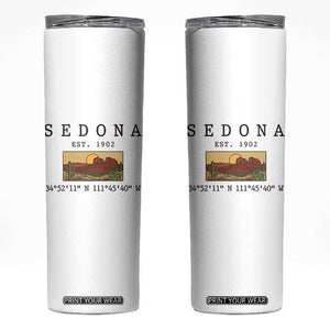 Vintage Sedona Arizona Established 1902 Skinny Tumbler Southwest Desert Cactus Scenic Nature Souvenir
