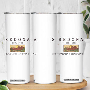 Vintage Sedona Arizona Established 1902 Skinny Tumbler Southwest Desert Cactus Scenic Nature Souvenir