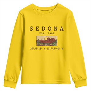 Vintage Sedona Arizona Established 1902 Youth Sweatshirt Southwest Desert Cactus Scenic Nature Souvenir