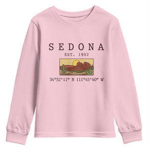 Vintage Sedona Arizona Established 1902 Youth Sweatshirt Southwest Desert Cactus Scenic Nature Souvenir