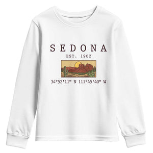 Vintage Sedona Arizona Established 1902 Youth Sweatshirt Southwest Desert Cactus Scenic Nature Souvenir