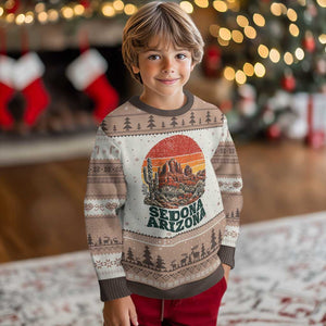 Retro Sedona Arizona Mountain Ugly Christmas Sweater Southwest Hiking Outdoor Nature Souvenir