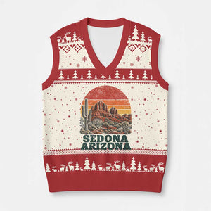 Retro Sedona Arizona Mountain V-Neck Knit Sweater Vest Southwest Hiking Outdoor Nature Souvenir