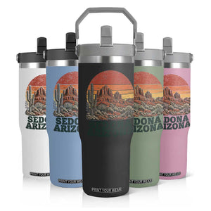 Retro Sedona Arizona Mountain Flip Straw Tumbler Southwest Hiking Outdoor Nature Souvenir