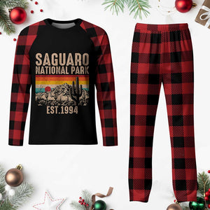 Retro Saguaro National Park Arizona EST 1994 Plaid Pajama Set Desert Cactus Sunset Hiking Camping Nature Souvenir