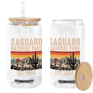 Retro Saguaro National Park Arizona EST 1994 Glass Can Desert Cactus Sunset Hiking Camping Nature Souvenir