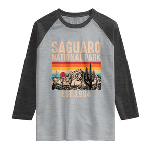 Retro Saguaro National Park Arizona EST 1994 Raglan Shirt Desert Cactus Sunset Hiking Camping Nature Souvenir