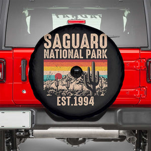 Retro Saguaro National Park Arizona EST 1994 Spare Tire Cover Desert Cactus Sunset Hiking Camping Nature Souvenir TS14 Black Print Your Wear