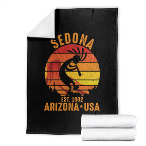 Retro Sedona Arizona Dancing Kokopelli Throw Blanket Southwest Native Symbol Desert Heritage Established 1902