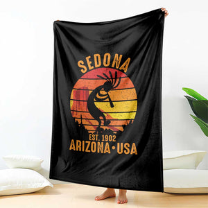 Retro Sedona Arizona Dancing Kokopelli Throw Blanket Southwest Native Symbol Desert Heritage Established 1902