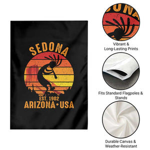 Retro Sedona Arizona Dancing Kokopelli Garden Flag Southwest Native Symbol Desert Heritage Established 1902