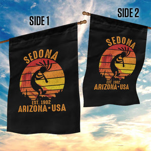 Retro Sedona Arizona Dancing Kokopelli Garden Flag Southwest Native Symbol Desert Heritage Established 1902