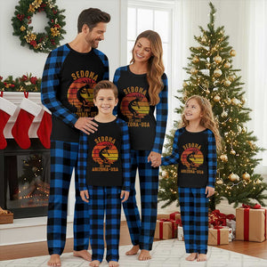 Retro Sedona Arizona Dancing Kokopelli Plaid Pajama Set Southwest Native Symbol Desert Heritage Established 1902