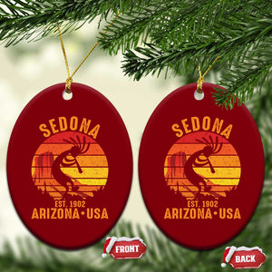 Retro Sedona Arizona Dancing Kokopelli Ceramic Ornament Southwest Native Symbol Desert Heritage Established 1902