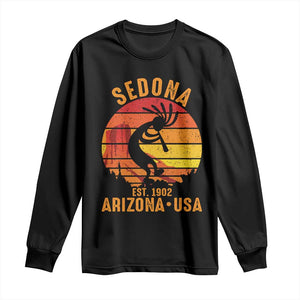 Retro Sedona Arizona Dancing Kokopelli Long Sleeve Shirt Southwest Native Symbol Desert Heritage Established 1902