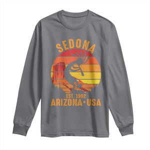 Retro Sedona Arizona Dancing Kokopelli Long Sleeve Shirt Southwest Native Symbol Desert Heritage Established 1902