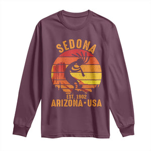 Retro Sedona Arizona Dancing Kokopelli Long Sleeve Shirt Southwest Native Symbol Desert Heritage Established 1902
