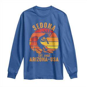 Retro Sedona Arizona Dancing Kokopelli Long Sleeve Shirt Southwest Native Symbol Desert Heritage Established 1902