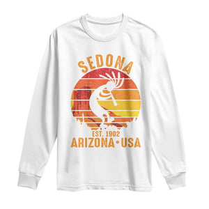 Retro Sedona Arizona Dancing Kokopelli Long Sleeve Shirt Southwest Native Symbol Desert Heritage Established 1902