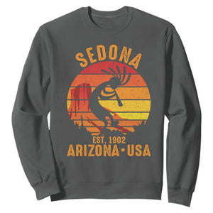 Retro Sedona Arizona Dancing Kokopelli Sweatshirt Southwest Native Symbol Desert Heritage Established 1902