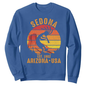 Retro Sedona Arizona Dancing Kokopelli Sweatshirt Southwest Native Symbol Desert Heritage Established 1902