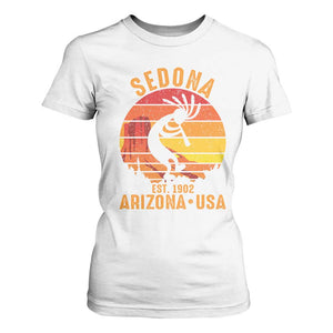 Retro Sedona Arizona Dancing Kokopelli T Shirt For Women Southwest Native Symbol Desert Heritage Established 1902