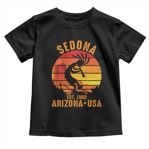 Retro Sedona Arizona Dancing Kokopelli Toddler T Shirt Southwest Native Symbol Desert Heritage Established 1902