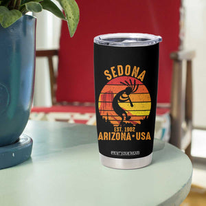 Retro Sedona Arizona Dancing Kokopelli Tumbler Cup Southwest Native Symbol Desert Heritage Established 1902