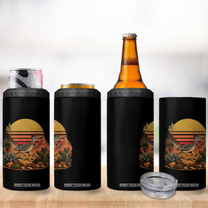 Retro Arizona Roadrunner Desert Sunset 4 in 1 Can Cooler Tumbler Southwest Bird Wildlife Nature Lover