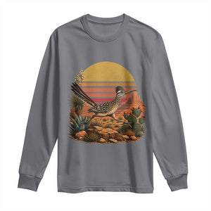 Retro Arizona Roadrunner Desert Sunset Long Sleeve Shirt Southwest Bird Wildlife Nature Lover