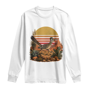Retro Arizona Roadrunner Desert Sunset Long Sleeve Shirt Southwest Bird Wildlife Nature Lover
