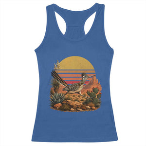 Retro Arizona Roadrunner Desert Sunset Racerback Tank Top Southwest Bird Wildlife Nature Lover
