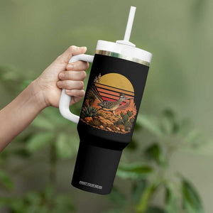 Retro Arizona Roadrunner Desert Sunset Tumbler With Handle Southwest Bird Wildlife Nature Lover